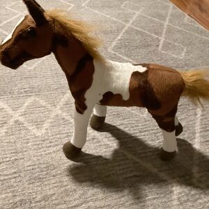 Brown and White Plush Horse Toy Bendable